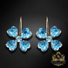 Auskari "Kristāla Āboliņš (Aquamarine Blue)" ar Swarovski™ kristāliem