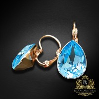 Auskarai moterims DiamondSky „Crystal Drop II (Aquamarine Blue)“ su Swarovski kristalais