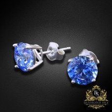 Sudraba auskari "Junona (Arctic Blue)" ar Swarovski Zirconia Pure Brilliance kristāliem