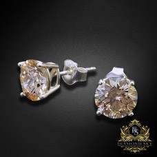 Sudraba auskari "Junona (Fancy Champagne)" ar Swarovski Zirconia Pure Brilliance kristāliem