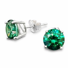 Sudraba auskari „Junona (Green)“ ar Swarovski® kristāliem