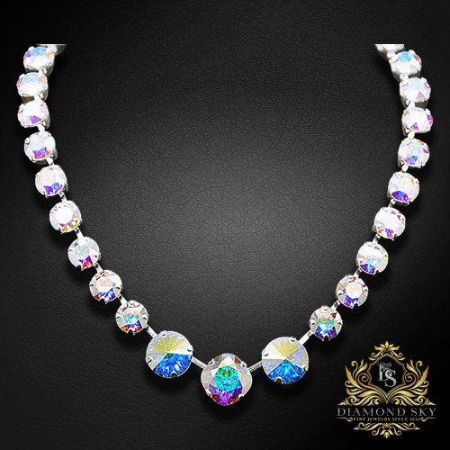 Kaklo papuošalas moterims DiamondSky „Glare II (Aurora Borealis)“