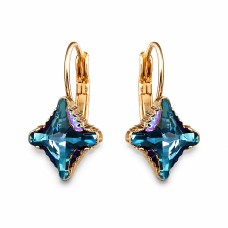 Auskari „Kristāla Rombs II (Aquamarine Metallic Blue)“ ar Swarovski™ kristāliem