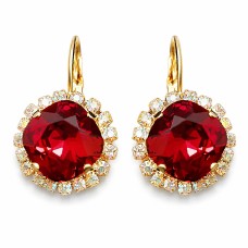 Auskari „Žilbinošais Mirdzums III (Scarlet)“ ar Swarovski® kristāliem