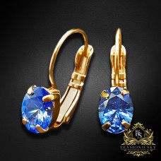 Auskari "Baroka Spogulis II (Fancy Blue)" ar Swarovski Zirconia Pure Brilliance kristāliem