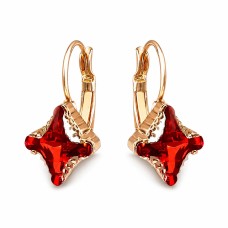 Auskari „Bizantijas Krusts (Light Siam Metallic Light Gold)“ ar Swarovski™ kristāliem