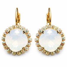 Auskari „Žilbinošais Mirdzums III (White Opal)“ ar Swarovski® kristāliem