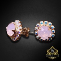 Auskari "Krāšņums III (Rose Water Opal)" ar Swarovski™ kristāliem