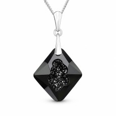 Серебряный кулон 925 пробы «Растущий Кристалл (Jet)» с кристаллами Swarovski®