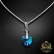 Sudraba kulons "Iemīlējusies Sirds II (Bermuda Blue)" ar Swarovski™ kristāliem