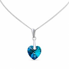Серебряный кулон «Влюблённое Сердце II (Bermuda Blue)» с кристаллами Swarovski™