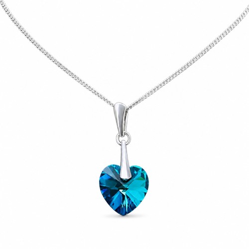 Sidabrinis kaklo papuošalas moterims DiamondSky „Romantic Heart II (Bermuda Blue)“