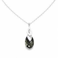 Серебряный кулон 925 пробы «Барокко II (Black Diamond Light Chrome)» с кристаллами Swarovski®