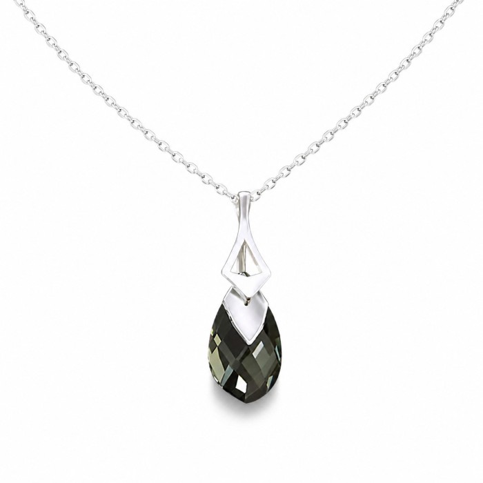Sudraba kulons „Baroque II (Black Diamond Light Chrome)“ ar Swarovski® kristāliem