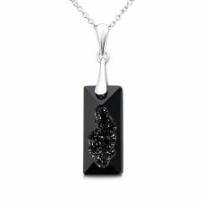 Серебряный кулон «Растущий Кристалл II (Jet)» с кристаллами Swarovski™