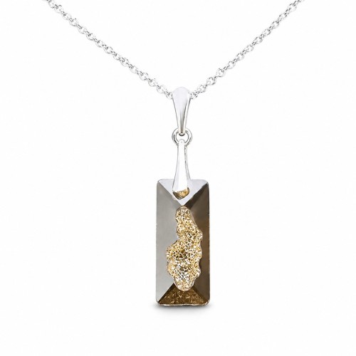 Sidabrinis kaklo papuošalas moterims DiamondSky „Growing Crystal II (Golden Shadow)“