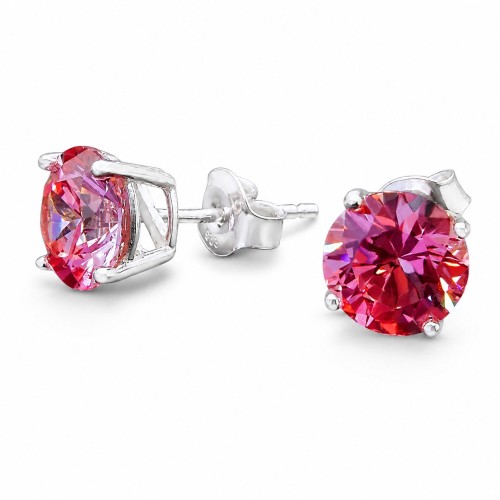 Sudraba auskari „Junona (Fancy Pink)“ ar Swarovski Zirconia Pure Brilliance kristāliem