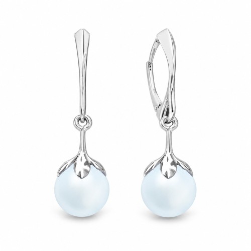 Sidabriniai auskarai moterims DiamondSky „Pearl Galaxy (Light Blue)„