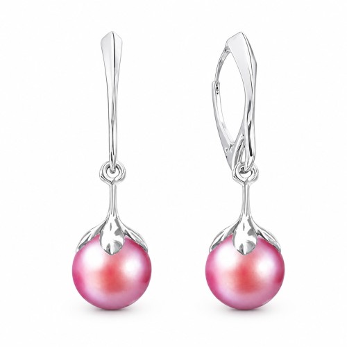 Sudraba auskari „Pērļu Galaktika (Pearlescent Red)“