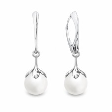 Sudraba auskari „Pērļu Galaktika (White)“ ar Preciosa™ kristāliem