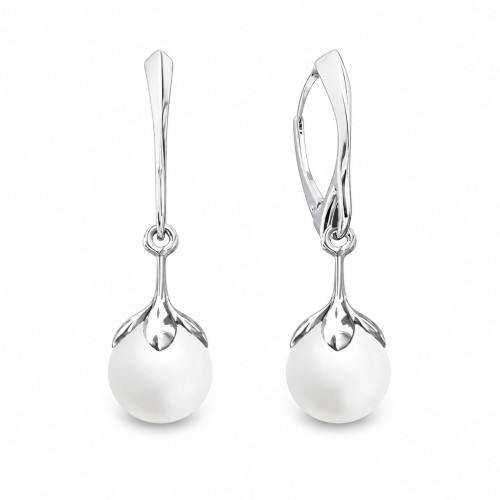 Sidabriniai auskarai moterims DiamondSky „Pearl Galaxy (White)„
