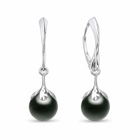 925 Sterling Silver Earrings “Pearl Galaxy (Magic Black)” created with Crystals by Preciosa®