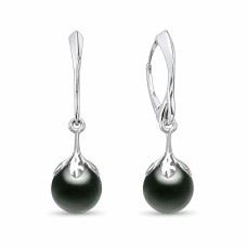 Sudraba auskari „Pērļu Galaktika (Magic Black)“ ar Preciosa® kristāliem