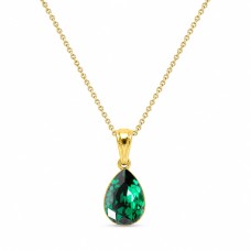 Серебряный кулон 925 пробы «Кристальная Капля (Emerald)» с кристаллами Preciosa®