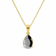 Серебряный кулон 925 пробы «Кристальная Капля (Jet Hematite)» с кристаллами Preciosa®