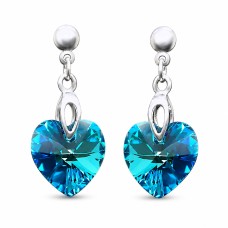 925 Sterling Silver Earrings “Romantic Heart II (Bermuda Blue)” created with Crystals by Swarovski®