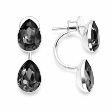925 Sterling Silver Earrings “Dew Drop (Silver Night)” created with Crystals by Swarovski®
