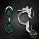 Sudraba auskari "Rasas Lāse (Emerald)" ar Swarovski™ kristāliem