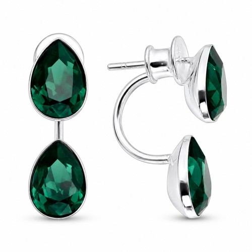 Sudraba auskari „Rasas Lāse (Emerald)“