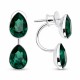 Sudraba auskari „Rasas Lāse (Emerald)“ ar Swarovski® kristāliem
