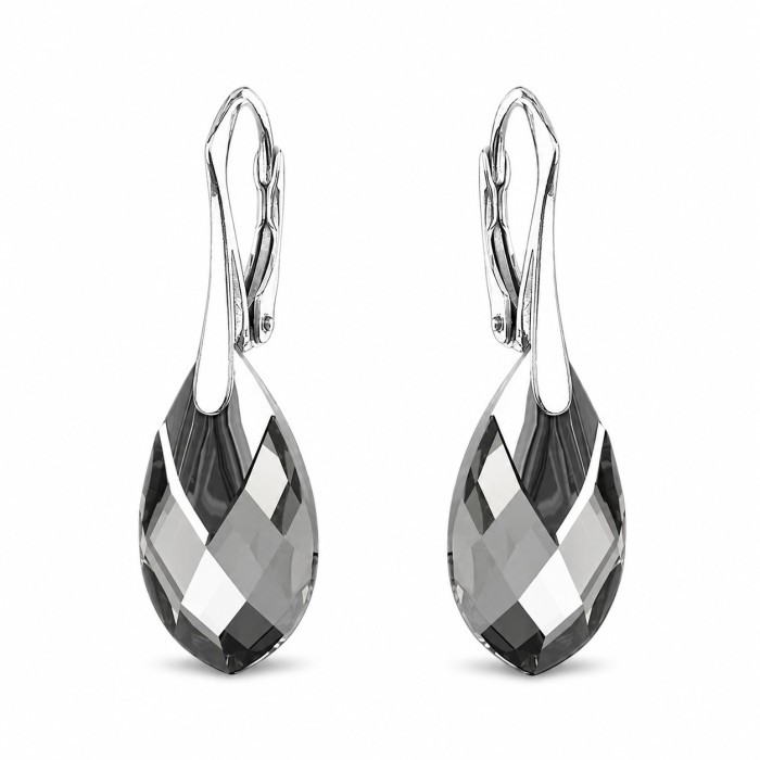 Sudraba auskari „Baroka II (Black Diamond Light Chrome)“ ar Swarovski® kristāliem