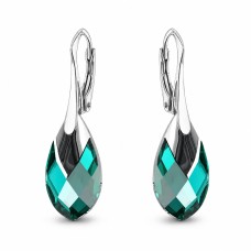 Sudraba auskari „Baroks II (Emerald Light Chrome)“ ar Swarovski® kristāliem