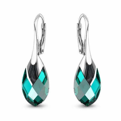 Sudraba auskari „Baroks II (Emerald Light Chrome)“