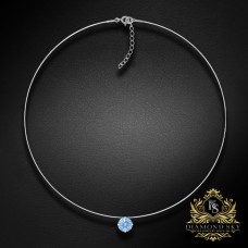 (Ekskluzīvs) Neredzamā sudraba kulons (Arctic Blue) ar Swarovski Zirconia Pure Brilliance kristālu