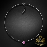 (Ekskluzīvs) Neredzamā sudraba kulons (Rubellite) ar Swarovski Zirconia Pure Brilliance kristālu