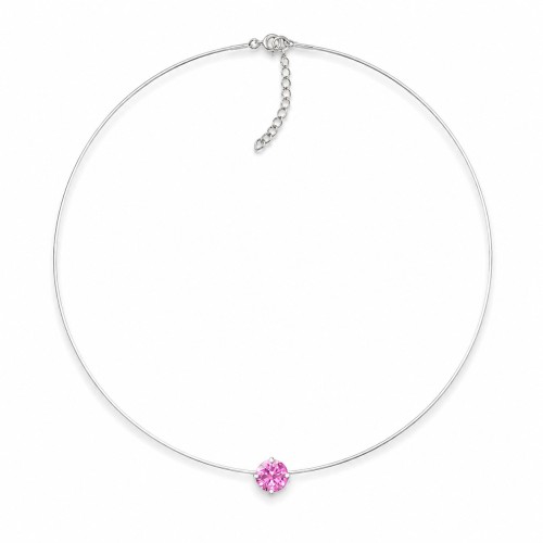 Neredzamais sudraba kulons „Invisible (Rubellite)“ ar Swarovski® kristālu