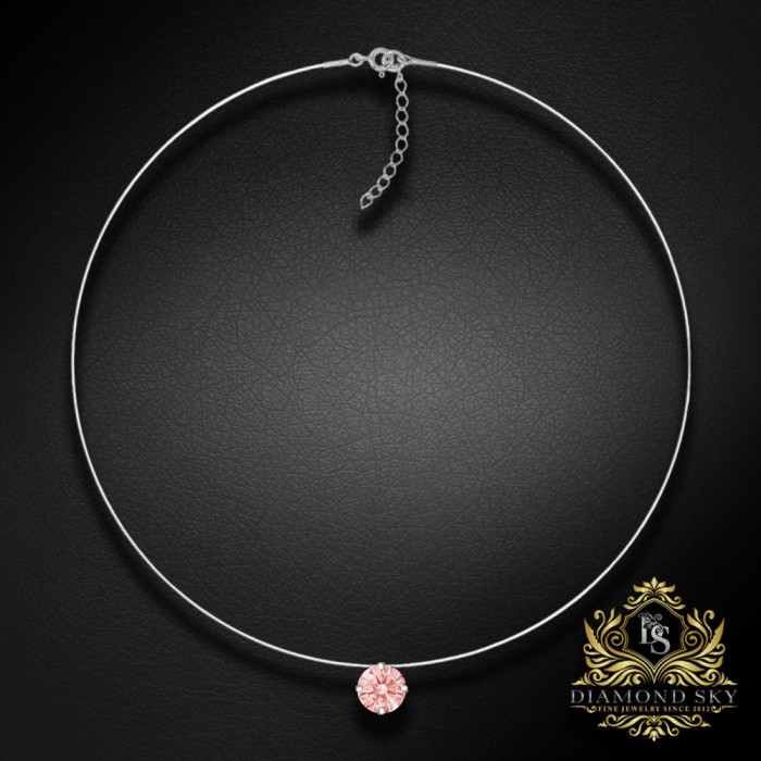 (Ekskluzīvs) Neredzamā sudraba kulons (Fancy Morganite) ar Swarovski Zirconia Pure Brilliance kristālu