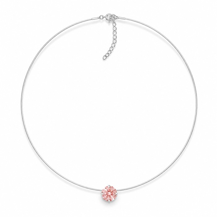 Neredzamais sudraba kulons „Invisible (Fancy Morganite)“ ar Swarovski® kristālu