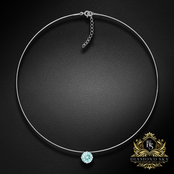 (Ekskluzīvs) Neredzamā sudraba kulons (Frosty Mint) ar Swarovski Zirconia Pure Brilliance kristālu