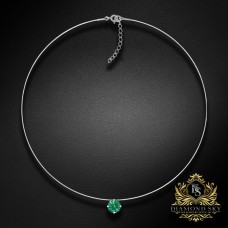 (Ekskluzīvs) Neredzamā sudraba kulons (Green) ar Swarovski Zirconia Pure Brilliance kristālu