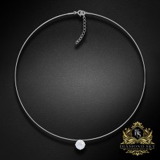 (Ekskluzīvs) Neredzamā sudraba kulons (Silk White) ar Swarovski Zirconia Pure Brilliance kristālu