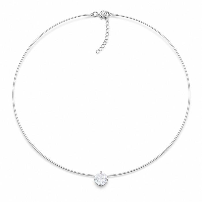 Neredzamais sudraba kulons „Invisible (Silk White)“ ar Swarovski® kristālu