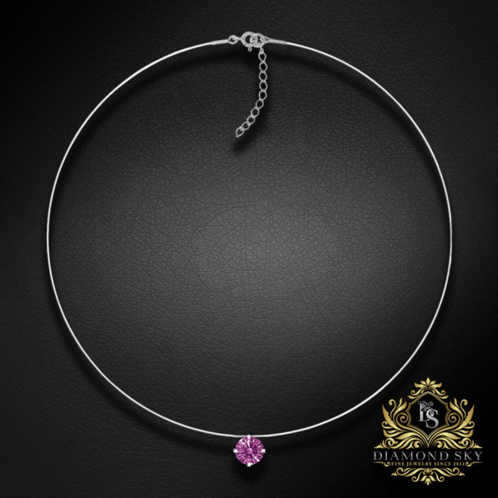 (Ekskluzīvs) Neredzamā sudraba kulons (Fancy Purple) ar Swarovski Zirconia Pure Brilliance kristālu