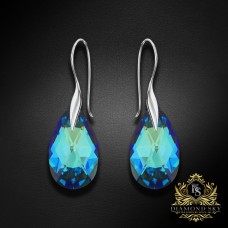 Sudraba auskari "Baroka (Bermuda Blue)" ar Swarovski™ kristāliem