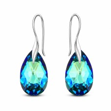 Sudraba auskari „Baroks (Bermuda Blue)“ ar Swarovski® kristāliem