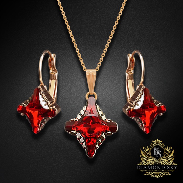 Komplekts "Kristāla Rombs II (Light Siam Metallic Light Gold)" ar Swarovski™ kristāliem